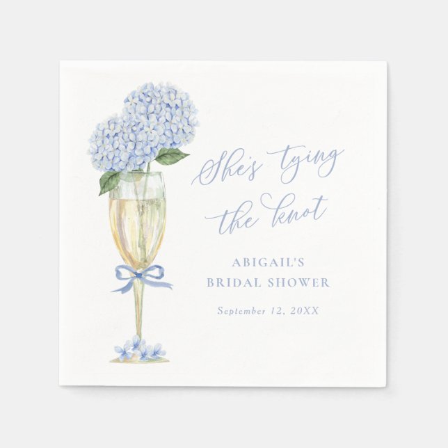 Serviette En Papier Blue Hydrangea Tying the Knot Personalized (Devant)