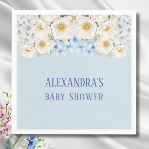 Serviette En Papier Blue Hydrangea White Floral Garden Baby shower