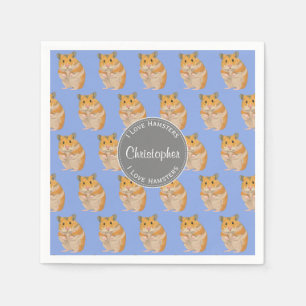 Serviette En Papier Blue I love Hamsters Hamster Motif