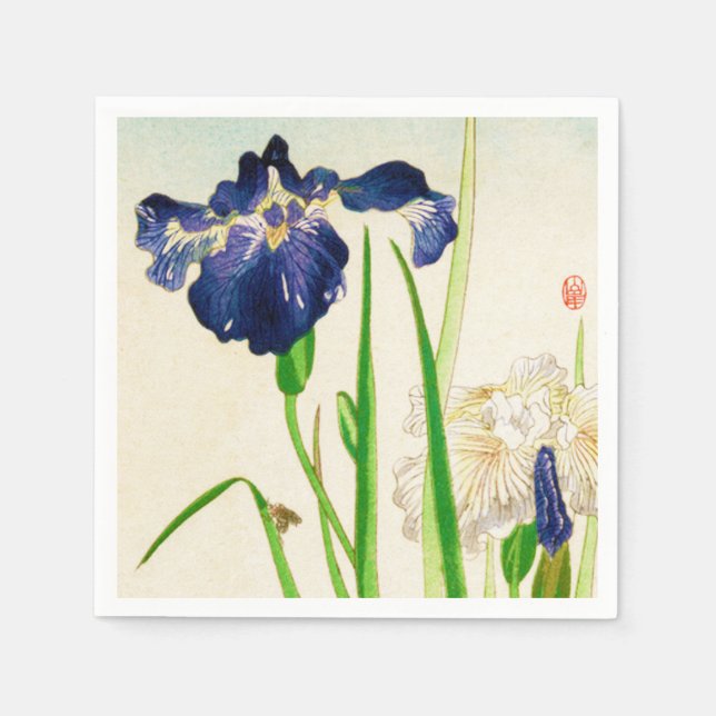 Serviette En Papier Blue Iris - imprimé japonais aquarelle (Devant)