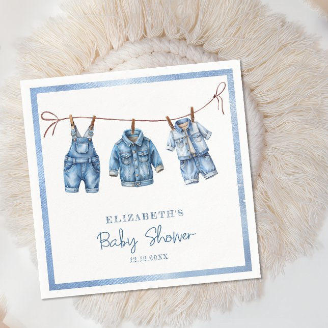 Serviette En Papier Blue Jean Baby Denim Baby shower garçon (Créateur téléchargé)
