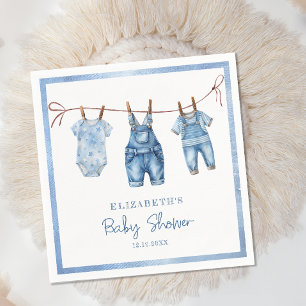 Serviette En Papier Blue Jean Baby Denim Baby shower garçon