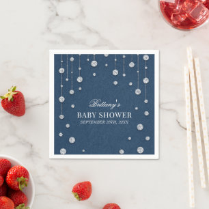 Serviette En Papier Blue Jean Denim et Diamond Baby shower