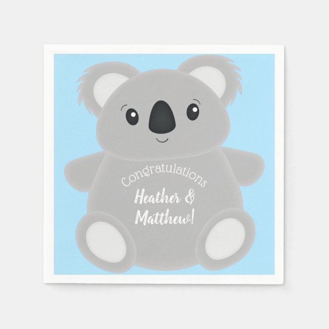 Serviette En Papier Blue Koala Bear Baby shower (Devant)