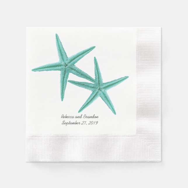Serviette En Papier Blue Lagoon Starfish Couple Mariage serviettes (Devant)