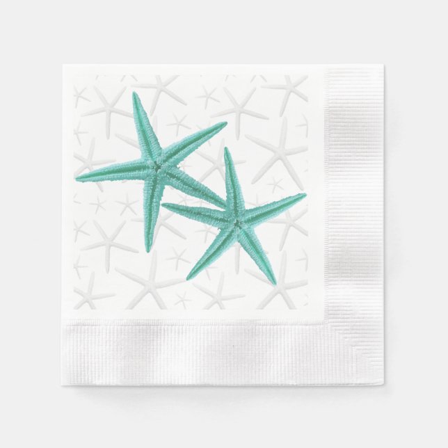 Serviette En Papier Blue Lagoon Starfish Couple Papier serviettes (Devant)