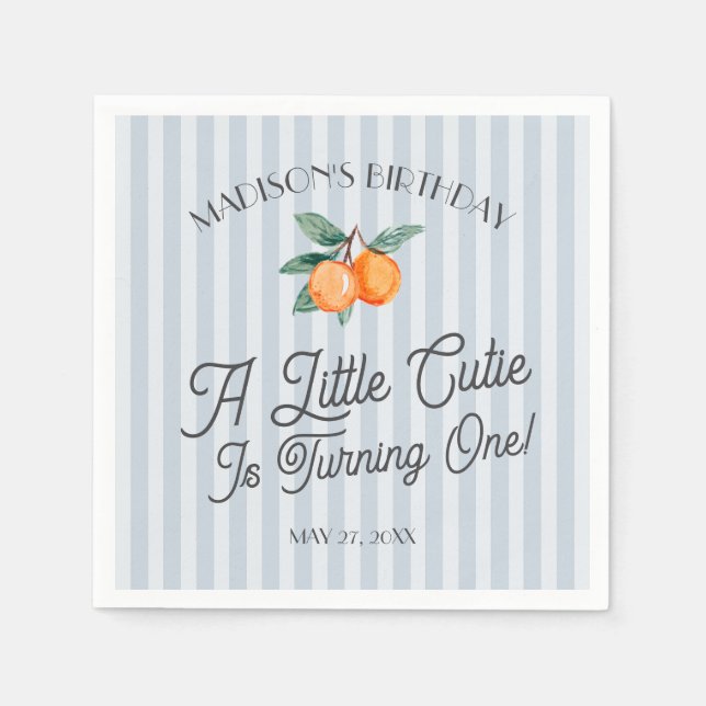 Serviette En Papier Blue Little Cutie Pastel Citrus Anniversaire (Devant)