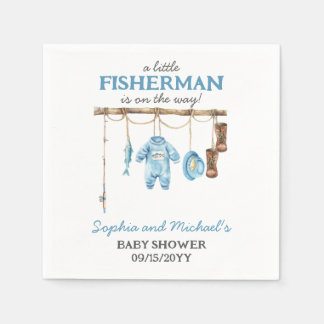 Serviette En Papier Blue Little Fisherman Baby Shower