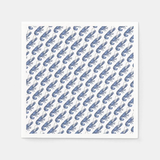 Serviette En Papier Blue Lobster Retro Vintage Image (Devant)