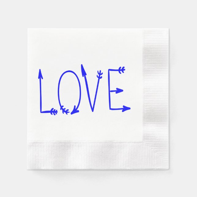 Serviette En Papier Blue Love Flèches de mariage (Devant)