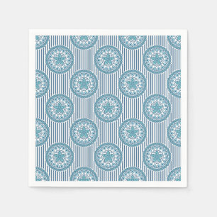 Serviette En Papier Blue mandala pattern on striped background