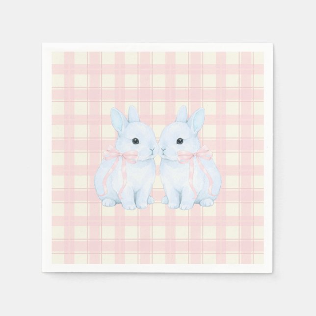 Serviette En Papier Blue Marshmallow Bunny Rabbits Easter (Devant)