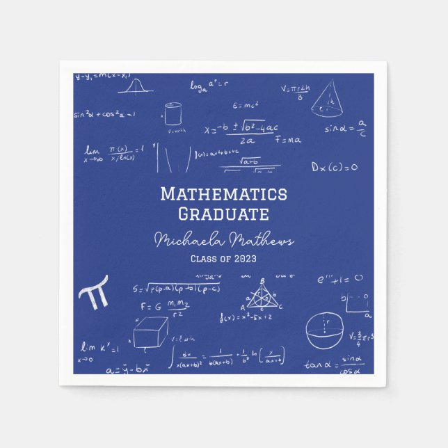 Serviette En Papier Blue Mathematics Graduate Class of Graduation (Devant)