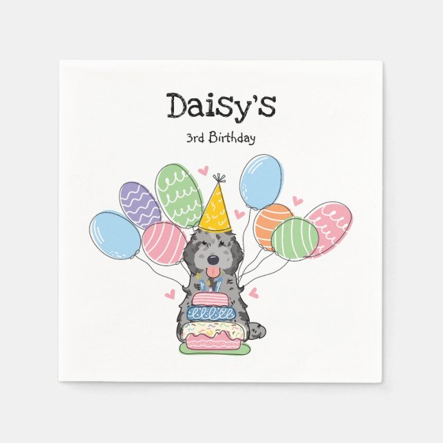 Serviette En Papier Blue Merle Cockapoo Cavapoo Anniversaire (Devant)