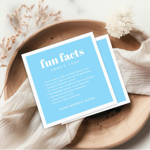 Serviette En Papier Blue Modern Minimal Fun Facts Anniversaire Année