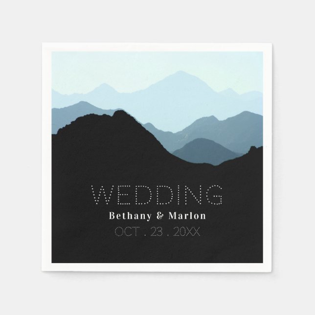 Serviette En Papier Blue Mountain Range, Mariage rustique (Devant)