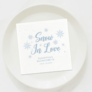 Serviette En Papier Blue neige en amour Ski d'hiver Bachelorette