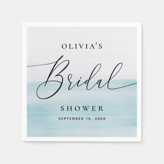 Serviette En Papier Blue Ocean Bridal Shower | Elegant Soft Beach (Devant)