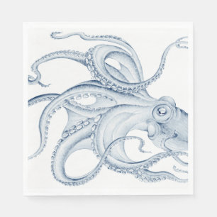 Serviette En Papier Blue Octopus Cephalopode Kraken Ink