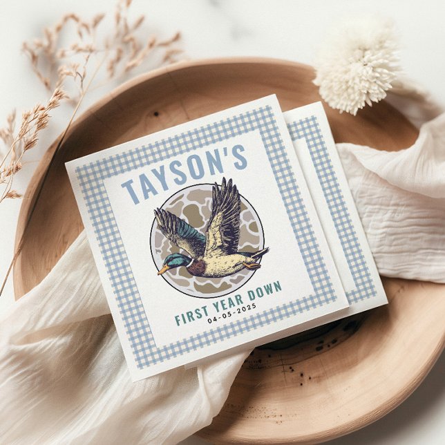 Serviette En Papier Blue One Lucky Duck 1st Birthday Party Cute Rubber (Créateur téléchargé)