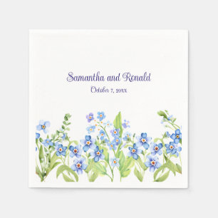 Serviette En Papier Blue Oublie moi pas Mariage aquarelle
