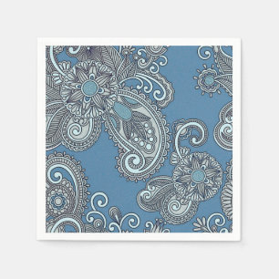 Serviette En Papier Blue Paisley Cocktail Napkins