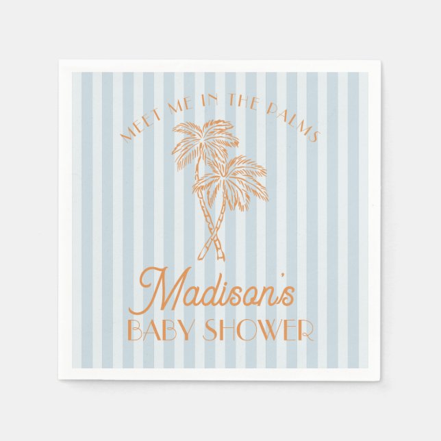 Serviette En Papier Blue Palm Spring Pastel Beach Baby shower (Devant)