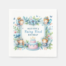 Blue Pastel Floral Fairy First Birday -