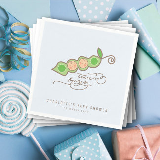 Serviette En Papier Blue Peas dans Pod Twin Boys Baby shower Party