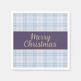 Serviette En Papier Blue Plaid Christmas Napkins • Merry Christmas • P