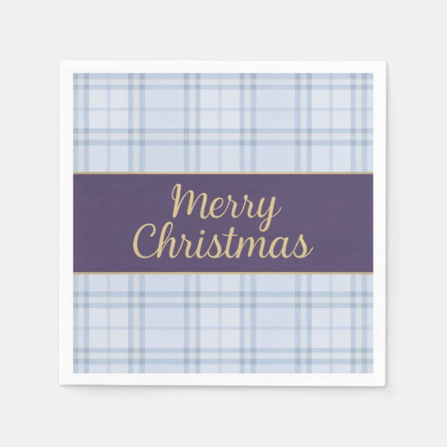 Serviette En Papier Blue Plaid Christmas Napkins • Merry Christmas • P (Devant)