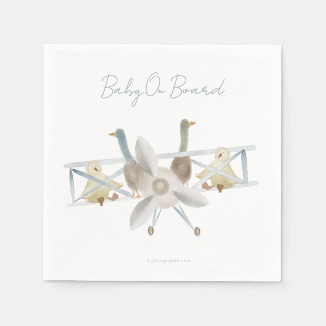 Serviette En Papier Blue Plane Baby Shower Napkins (Devant)