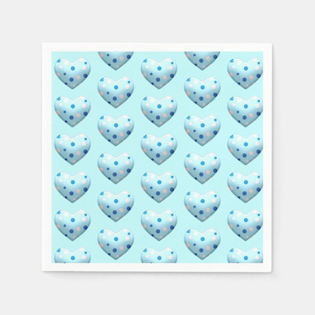 Serviette En Papier Blue Polka Dot Heart Valentine's Day Baby Boy (Devant)