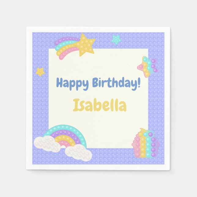 Serviette En Papier Blue Pop It Fidget Anniversaire (Devant)