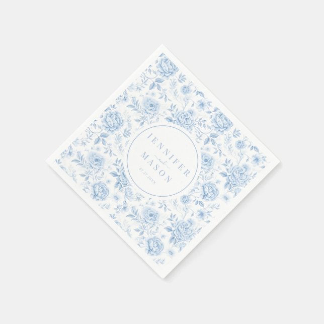 Serviette En Papier Blue Porcelain Chinoiserie Floral Mariage (Coin)