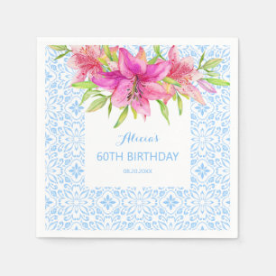 Serviette En Papier Blue Portugais Azulejo Tiles Lily Anniversaire