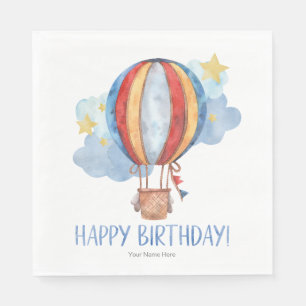 Serviette En Papier Blue Red Hot Air Balloon Stars Enfants Joyeux anni