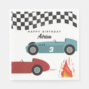 Serviette En Papier Blue Red Race Fast Retro Racing Cars Anniversaire