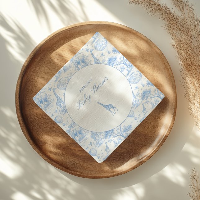 Serviette En Papier Blue Safari Toile De Jouy Boy Baby Shower (Créateur téléchargé)