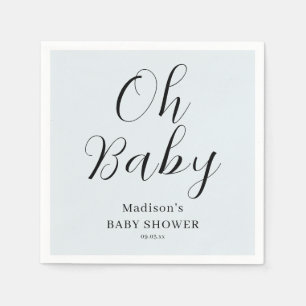 Serviette En Papier Blue Script Oh Baby shower Napkins
