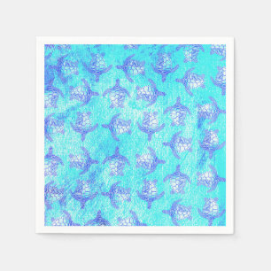 Serviette En Papier Blue Sea Turtle Print