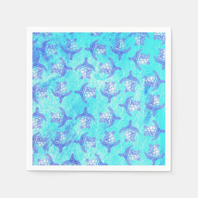 Serviette En Papier Blue Sea Turtle Print (Devant)