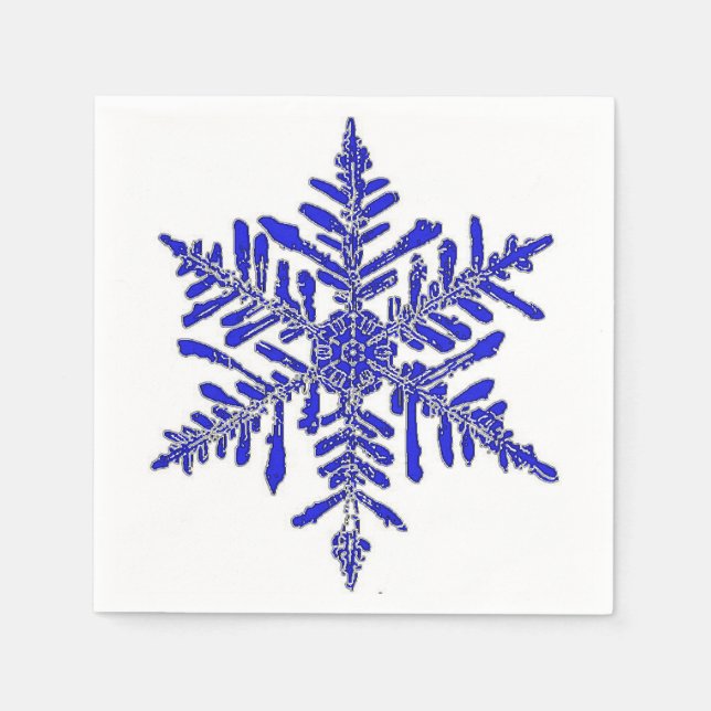 Serviette En Papier Blue Snowflake Papier Cocktail Napkin (Devant)