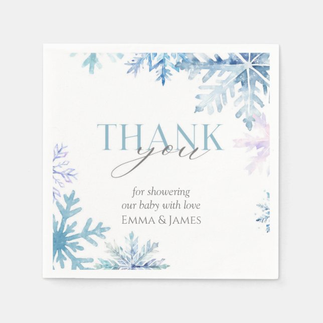 Serviette En Papier Blue Snowflake Winter Wonderland Naples (Devant)