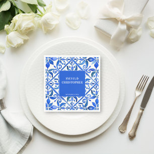Serviette En Papier Blue Talavera tuiles espagnoles tout en un mariage