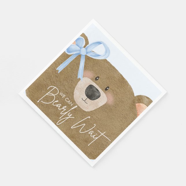 Serviette En Papier Blue Teddy On Peut Attendre Un Baby shower Garçon (Coin)