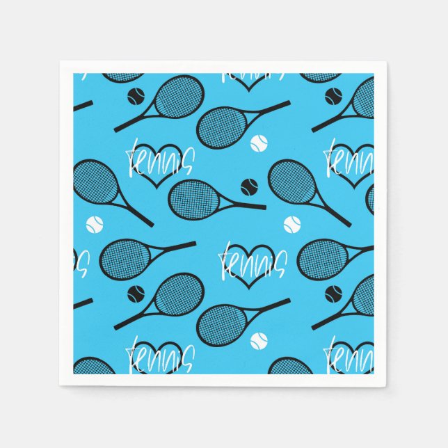 Serviette En Papier Blue Tennis Party, personnalisable (Devant)