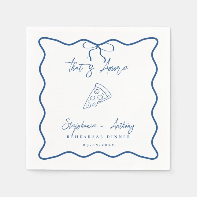 Serviette En Papier Blue That's Amore Pizza Rehearsal Dinner (Devant)