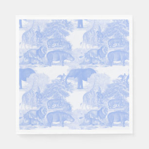 Serviette En Papier Blue Toile Jungle Animaux Safari Chinoiserie
