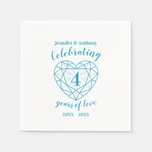 Serviette En Papier Blue topaz anniversaire 4 ans blanc bleu